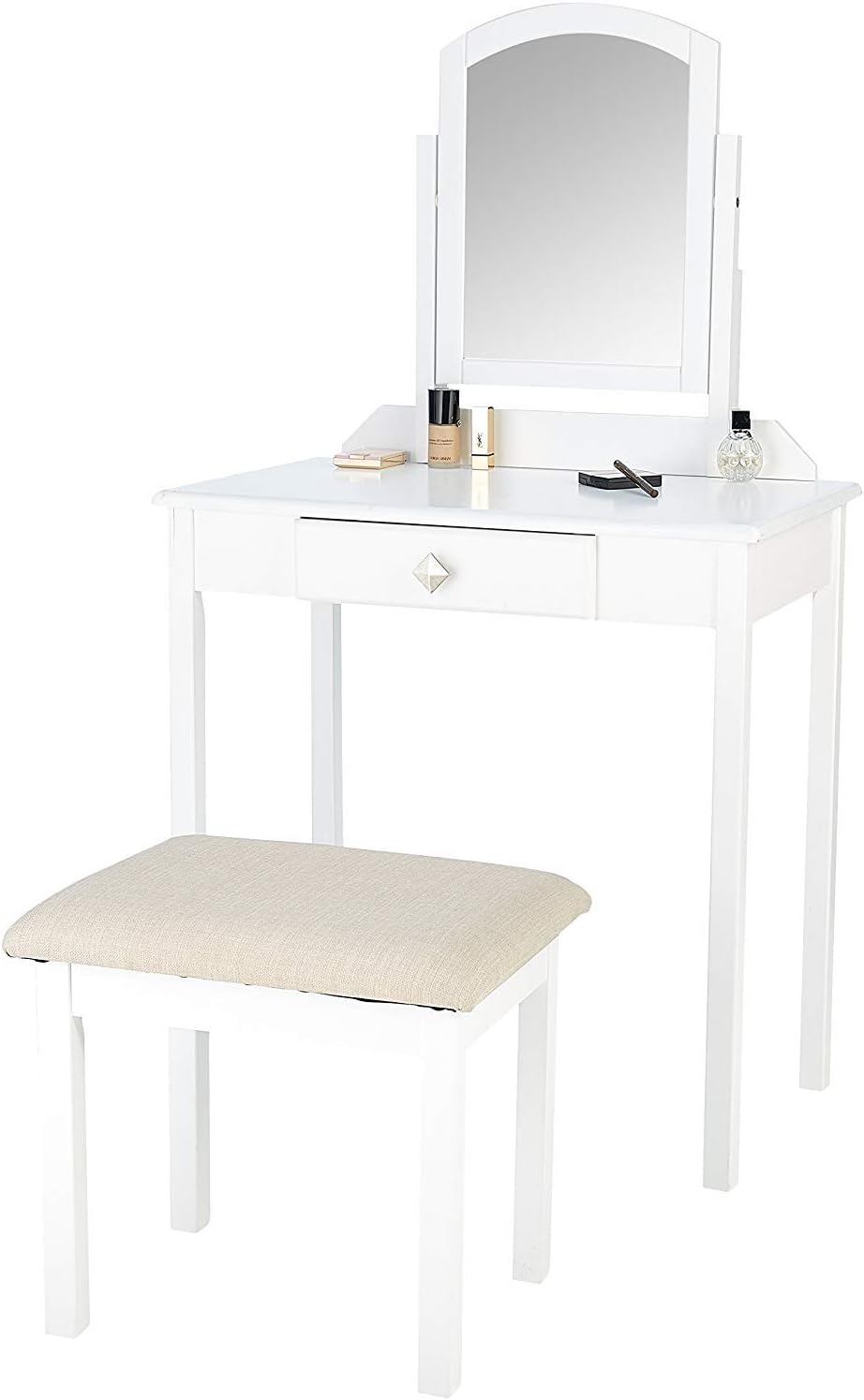 compact mirrored dressing table