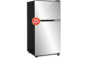 KRIB BLING 3.5 Cu.Ft Compact Refrigerator Mini Fridge with Freezer,7 Level Adjustable Thermostat Removable Shelves Small Refrigerator for Office Dorm Apartment Black