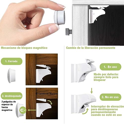 Cierres de Seguridad para Niños, Cierres Magnéticos de Seguridad, A Prueba de Niños, Cerraduras de Bebé, Funciona con La Mayoría de Armarios y Cajones, Instalación Sin Taladrar, 8 Cerraduras +2 Llaves