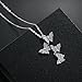 Mints Butterfly Pendant Necklace Cubic Zirconia Brass Long Necklace Fashion Jewelry For Women,16-18 inch