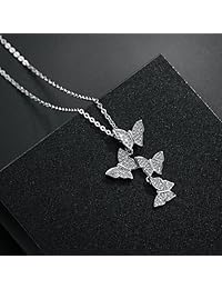 Collar con colgante de plata de ley con diseño de mariposa y circonitas cúbicas para mujer de 40,64 a 18.0 in