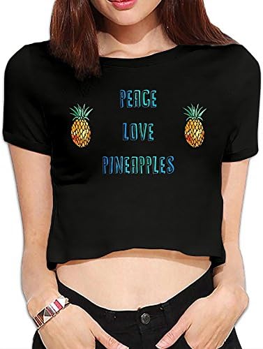 PolkBro Peace Love Pineapples Sexy Womens Cropped Tops Tees Short T-shirt Blouse Clubwear
