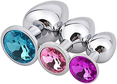 YingWL 3PCS Stainless Steel Pl-ugs with Round Shaped Jeweled Design Plug Anale Sexy Stimulation Toys for Adult
