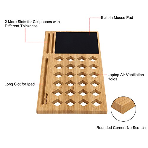 SONGMICS Bamboo Lap Desk Board Multi Tasking Laptop Tablet Cellphone