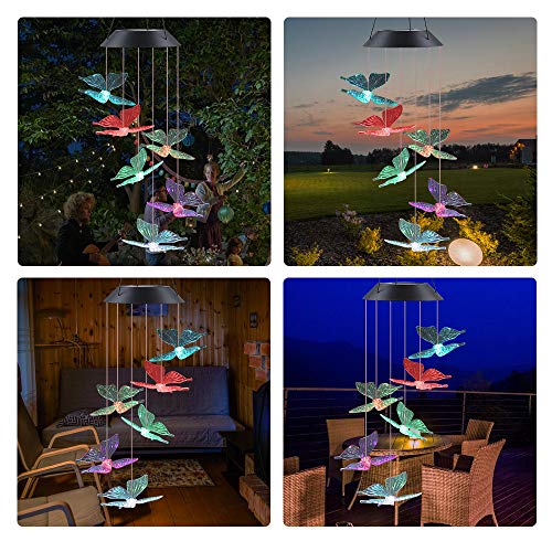 image for ecoeco Solar Wind Chime Color Changing Solar Mobile Transparent Butter