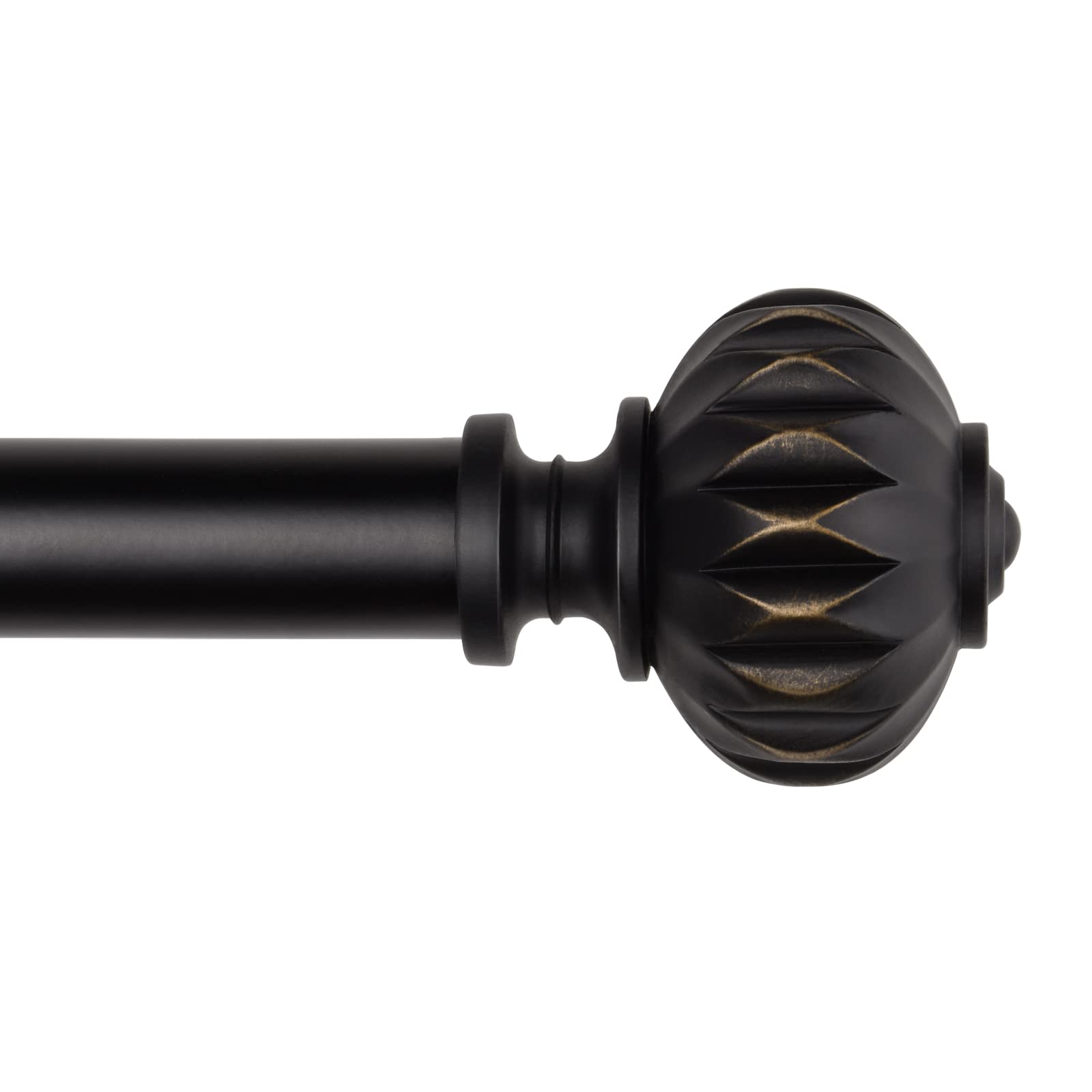 SZXIMU extendable Curtain Poles for Eyelet Curtains,91 to 182 black telescopic Curtain Rods with Petal Texture Finials Bay Window Curtain Pole