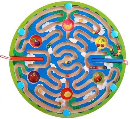 Anthonygift large colorful wooden flower plant pen track handling maze game big wooden magnetic maze toys for 2children