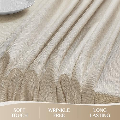 Softalker Cream Table Cloth Rectangular 140x200 cm Faux Linen Wipeable Tablecloths Water Resistant Dining Table Cover Elegant for Coffee Outdoor Party Spring Garden Kitchen Small Tabletop Decoration