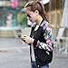 Women's Floral Print Baseball Bomber Jacket Varsity Coat Short Button Closure Outwear Top