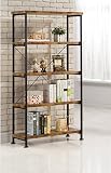 Glavan Small Wood and Metal Open Bookcase Antique Nutmeg and Black