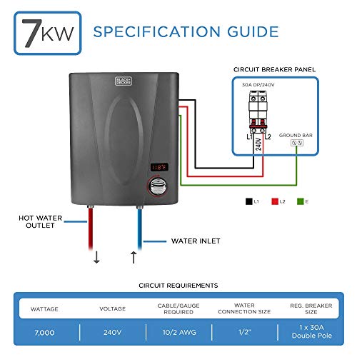 BLACK+DECKER 7kW 240 Volt Tankless Electric Water Heater