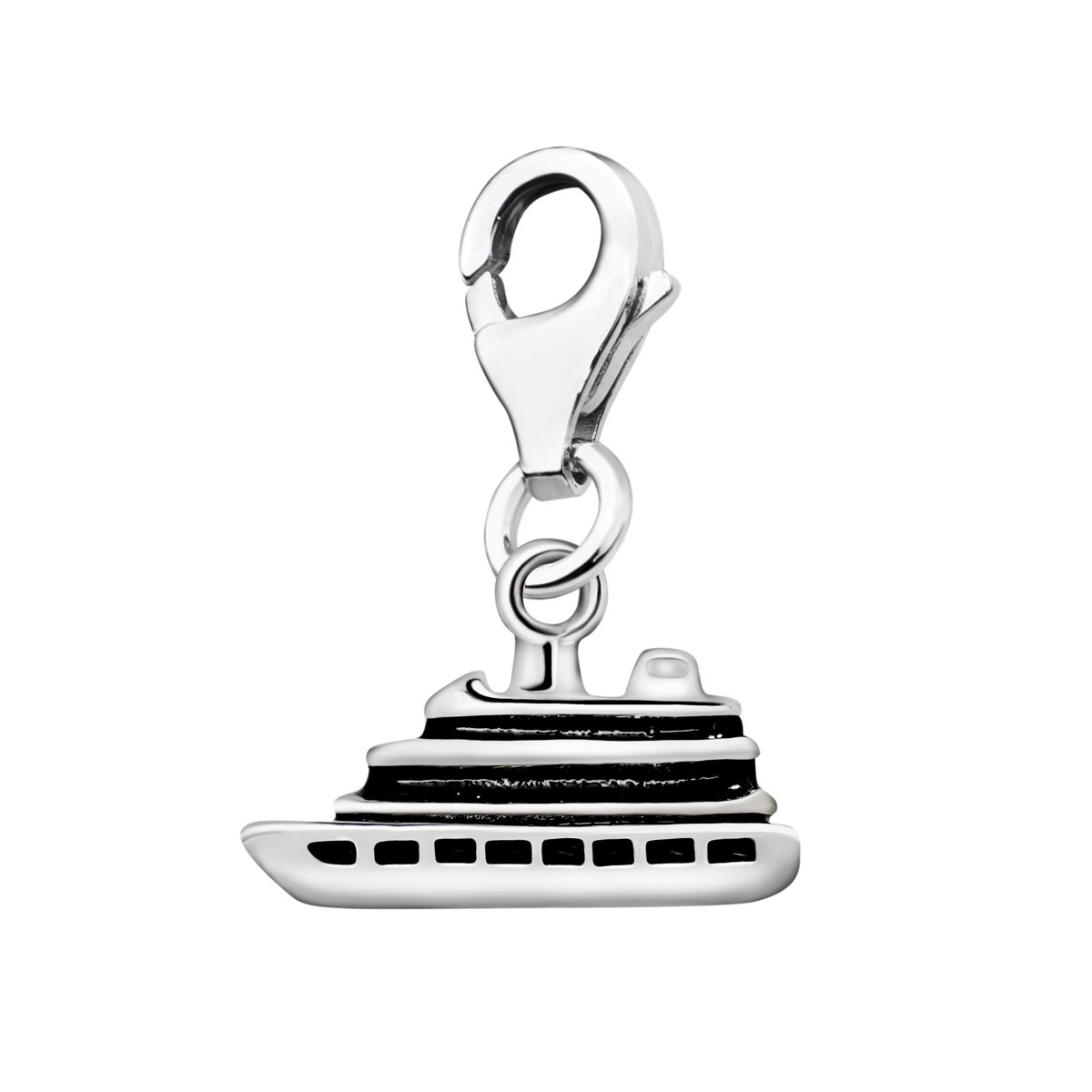 Quiges 925 Sterling Silver 3D Cruise Ship Lobster Clasp Charm Clip on Pendant