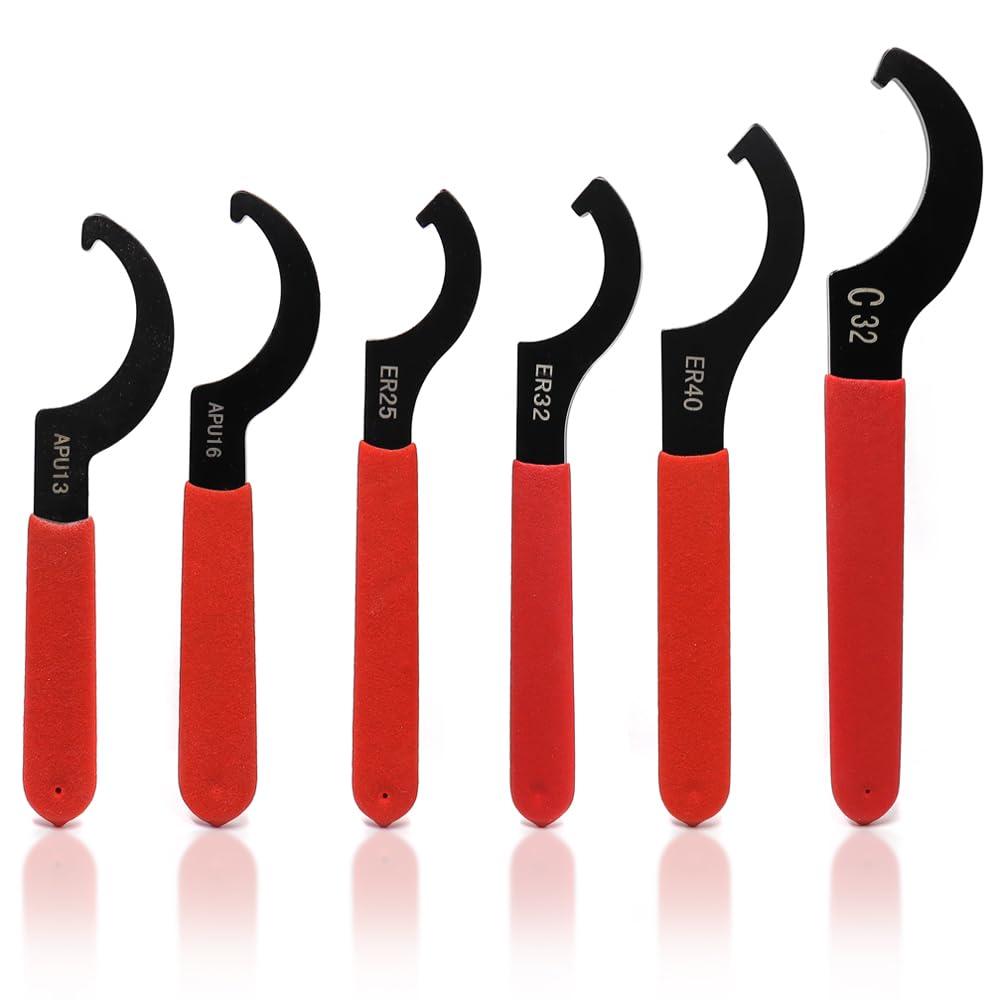GYSRXS C Spanner Set 6 Pieces Coilover Wrench Made of High Carbon Steel Universal C Hook Wrench Coilover Spanner for Suspension System and Shock Adjustments(Red and Black)