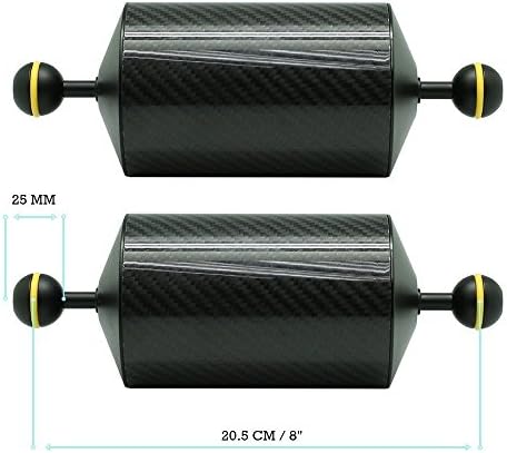 KitDive 2 x 8" / 20.5 cm D80mm Carbon Fiber Underwater Float Arm for Video Light/Strobe mounting (2 PCS)