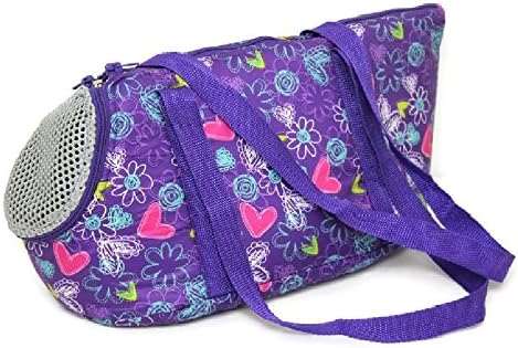 Luxuriously Stylish Soft-Sided Small Pet Carrier With Mesh Front Window, Ferrets, Dogs, Guinea Pigs Comfort Portable Traveler Tote Bag, Purple