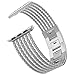Glebo Compatible with Apple Watch Band 38mm Series 3 2 1, Stainless Steel Metal iWatch Bands 38mm Womens Wristbands Straps Accessories Fancy Bracelet for Apple Watch Band 40mm Series 5 4, Silver