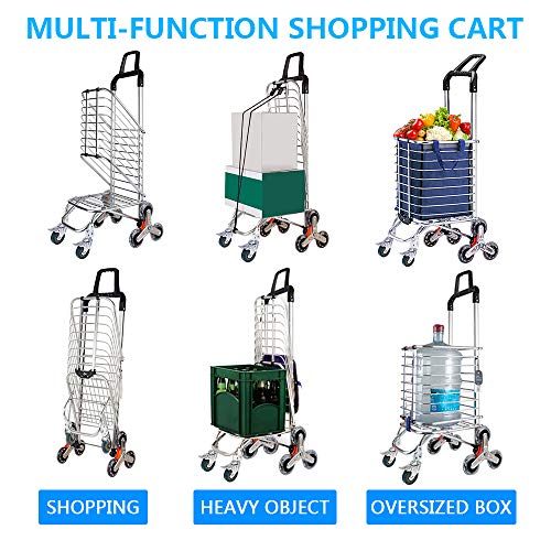 UpgradedÂ FoldingÂ ShoppingÂ CartÂ PortableÂ GroceryÂ StairÂ ClimbingÂ CartÂ withÂ Tri-Wheels,Â SwivelÂ Handle,Â WheelÂ BearingsÂ &Â RemovableÂ Basket,Â PerfectÂ forÂ MomÂ ChristmasÂ Gift