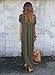 Women's Pockets Maxi Dresses Short Sleeve Split Casual Loose Summer Long Dress Army Green