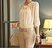 Women Ladies Long Sleeve Embroidered Chiffon Casual Loose Tops Blouse Shirt (M, White)