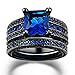 ZHENYUL 2.0ct Women's Black Gold Blue Sapphire Princess Cut CZ Topaz Anniversary Band Engagement Bridal Wedding Rings Set Jewelry