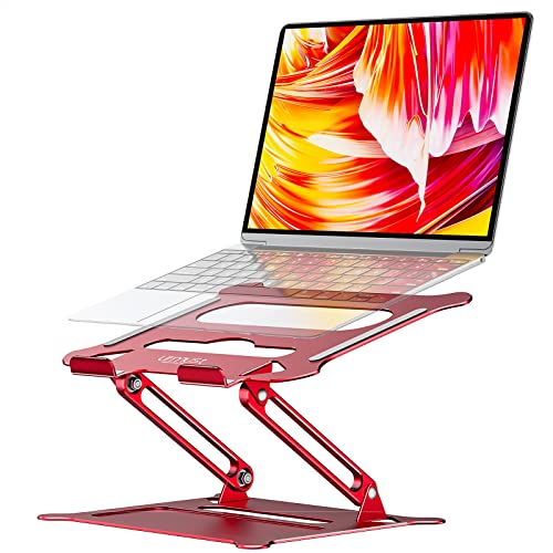 urmust Laptop Notebook Stand Holder, Ergonomic Adjustable Ultrabook Stand Riser Portable with Heat-Vent Compatible with MacBook Air Pro, Dell, HP, Lenovo Light Weight Aluminum Up to 15.6"(Red)