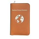 lovie style Phone Charging Passport Holder -Multiple Variations with Upgraded Power Bank- RFID Blocking - Travel Wallet Compatible with All Phones - Travel Accessories (Cognac)