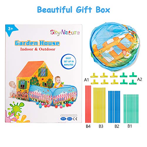 SkyNature Kids Play Tent,Indoor/Outdoor Garden Playhouse with Pop Up Ball Pit for Baby,Toddlers,Boys and Girls,Easy to Set Up Toy Games Tents - Thumbnail 5