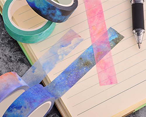 Ace Select 5 Rolls Colorful Galaxy Starry Sky Washi Tapes Set Creative Scrapbooking Craft Masking Tape for Wrapping and Arts Crafts 8M