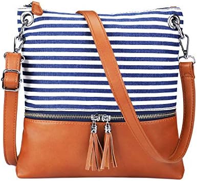 NewshowsWomen Lightweight Medium Canvas PU Leather Crossbody Bag with Tassel