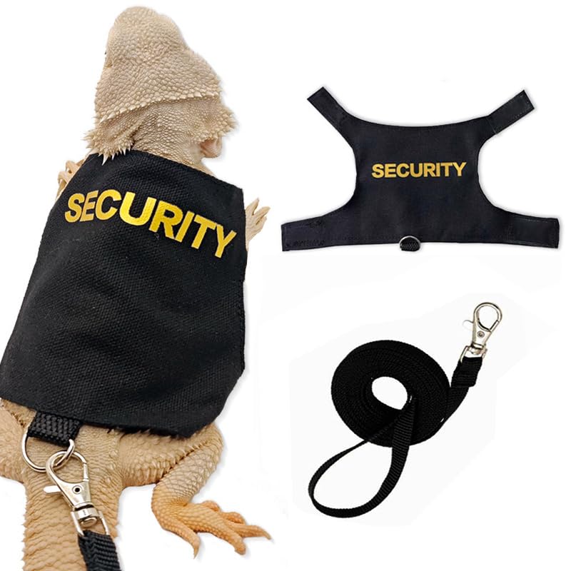 CQJ Bearded Dragon Leash and Harness Set, Adjustable Lizard Reptile Leashes Bearded Dragon Rope Accessories for Bearded Dragon Lizard Small Pets Outdoor Safety Walking (Security character) โ image 1