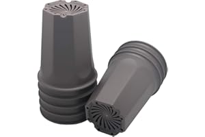 BangQiao 8 Pack 6.10 Inch Plastic Deep Nursery and Seedling Pots, Round Transplant Seed Starter Planter, Gray Color