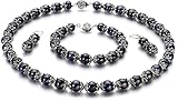 MarieAnt Black 8-9mm AA Quality Freshwater Cultured Pearl Set