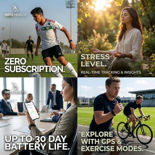 Fitness Tracker Band | 30-Day Battery, 24/7 Heart Rate, Sleep Tracking | Recovery Monitor, Screen-Free Wearable, IP68 Waterproof, Android iOS, Alternative Whoop | Amazfit Helio Strap (Blue)