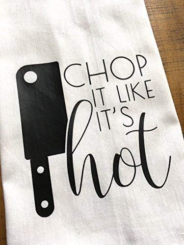 Funny Kitchen Towel - Hostess Housewarming Gift - Chop it like it's Hot - for the Chef Baker - Thumbnail 3