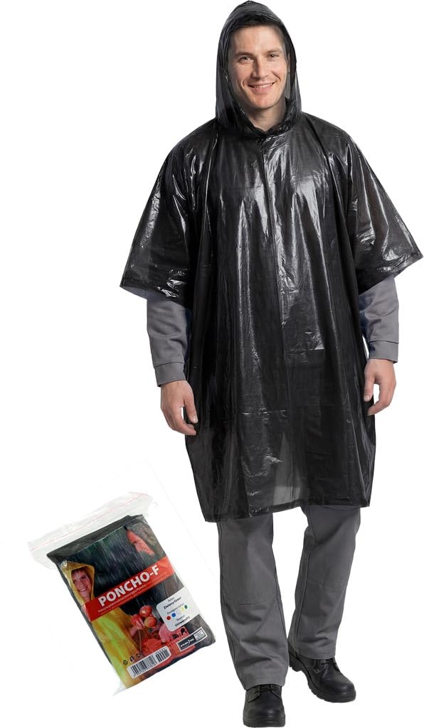 Reis PONCHO-F_B Protective Rainproof Poncho, Black, Uni Size