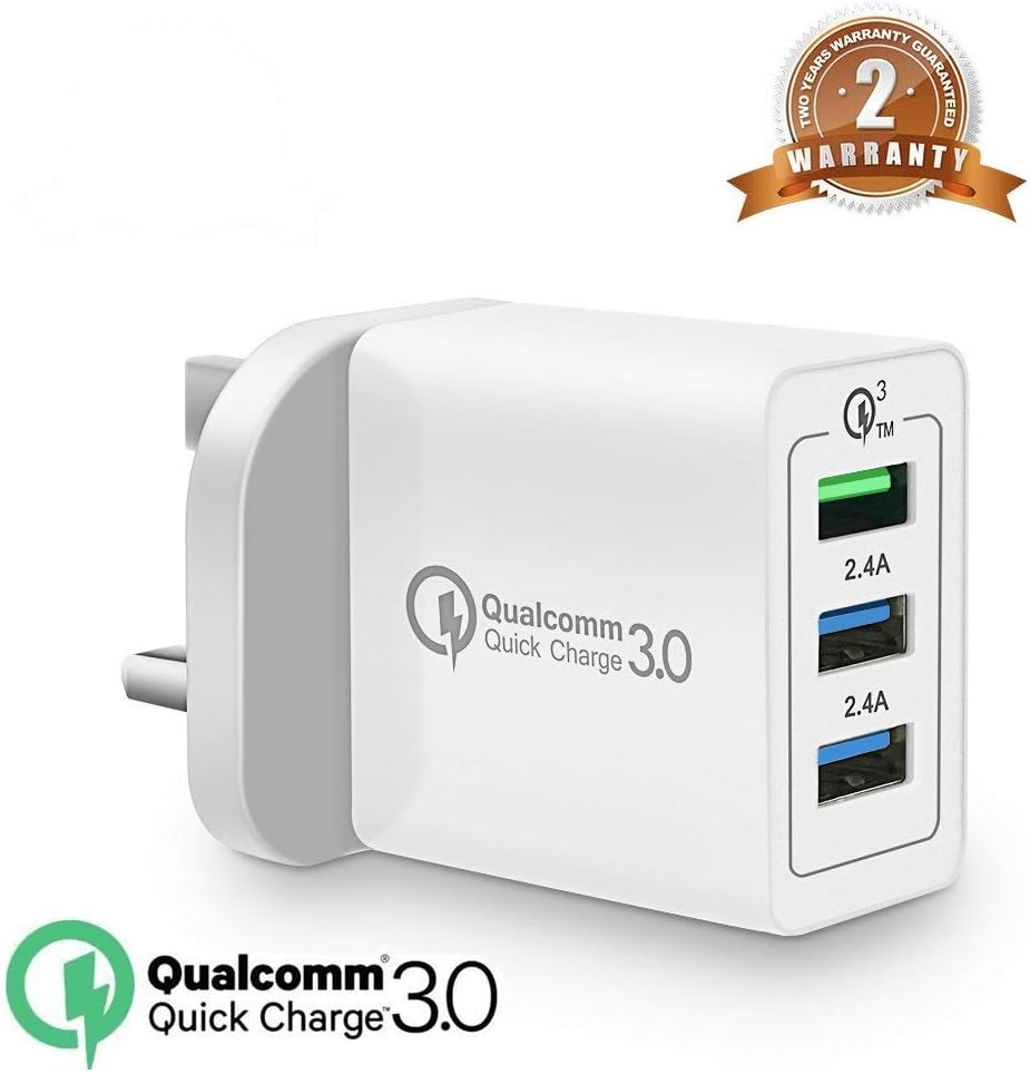 OENLY 3 Port Quick Charge3.0 30W USB Wall Charger,Travel Wall Fast Charger Adapter QC2.0 Block Plug Smart Ports Plug for SamsungS9,Note,iPhoneiPad,LGNexusMore
