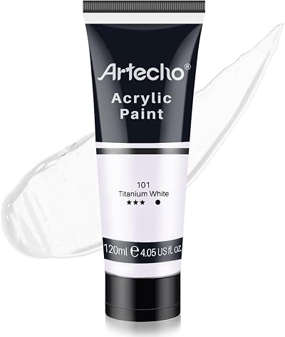 Artecho Titanium White Acrylic Paint 120ml Tubes Art Canvas Rock Wood Fabric