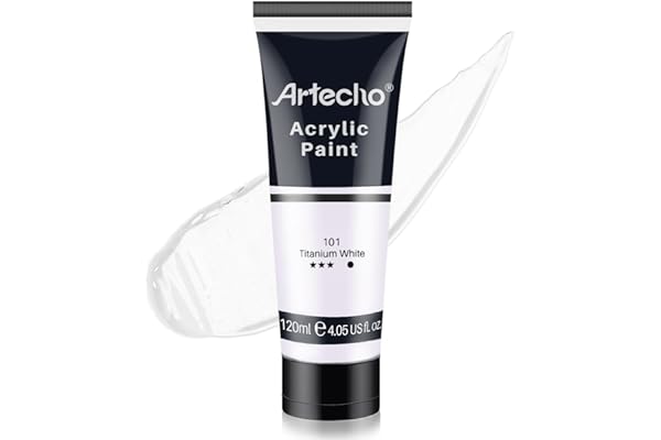 Artecho Professional Acrylic Paint, Titanium White ( 120ml / 4.05oz ) Tubes, Art Craft Paints for Canvas Painting, Rock, Ston