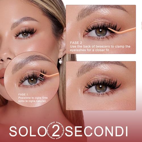 Higu clace False Eyelashes Self Adhesive Kit with Tweezers (Volume A) | Press And Go Eyelashes Without Glue And Removal, Mix 10-16mm, Easy To Use At Work, Travel, Weddings And Parties