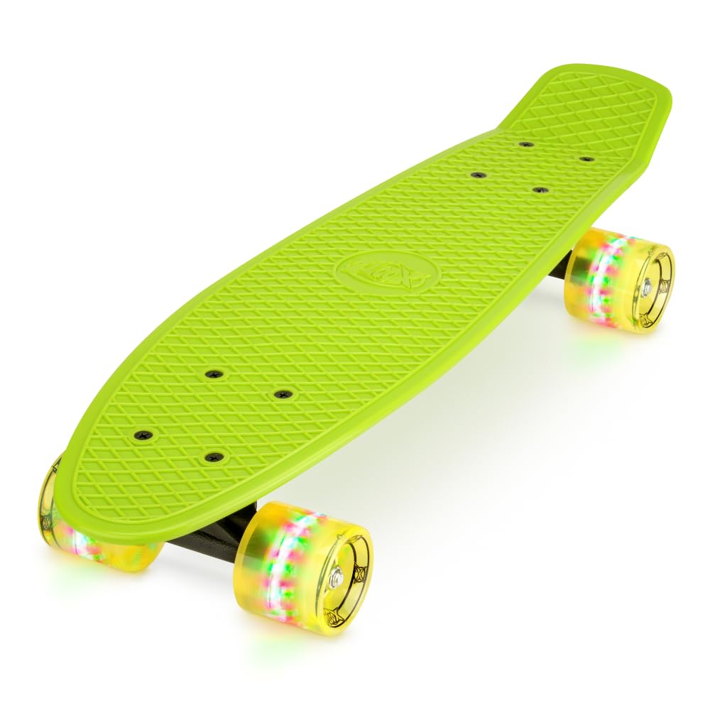 Xootz Kid's Complete Retro Plastic Skateboard with LED Light Up Wheels