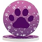Pznen Big Dog Paw Coasters for Drinks 2 Pack Little Animal Puppy Cat Kitten Paws Print Design Gradient Purple Tabletop Protection Kitchen and Coffee Table Décor & Accessories,Set of 2