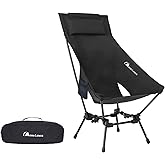MOON LENCE Portable Camping Chairs for Adults, Adjustable Oversize Beach Chair Lawn Chair with High Back - Large Capacity, Heavy Duty (New Black)