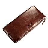 Genuine Leather Handbag Organizer Card Case Zipper Long Wallet