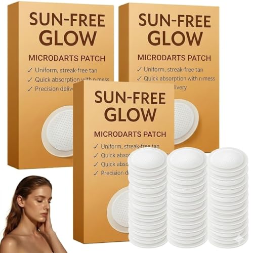 3 Box Sun Free Glow Patches, 2026 New Sun Free Glow Micro Needle Patch Tanning, Sun Free Glow Tanning Patches, Enhances Natural Tan, Natural Looking Glow, Bronzing, Suitable for All Skin Types