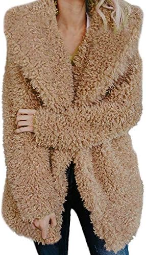 Women's Fashion Faux Fur Lapel Thick Wool Trench Coat Lapel Winter Jacket KIKOY