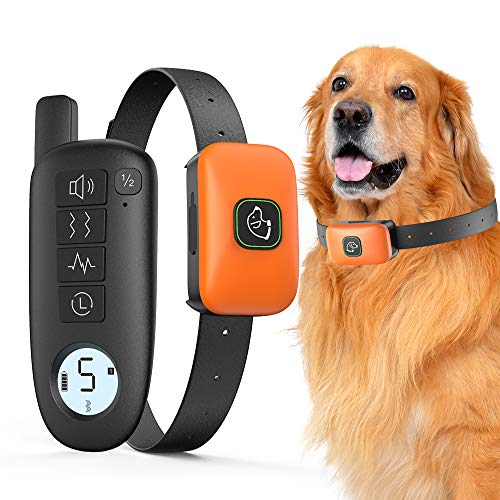 Dog Training Collar, Rechargeable Dog Shock Collar with Remote, 3 Training Modes, Beep, Vibration and Shock, 100% Waterproof Dog Bark Collar, 1300 ft Range Shock Collar for Small Medium Large Dogs