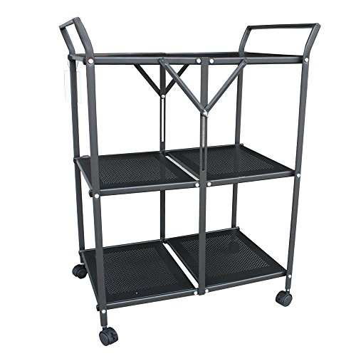 Homycasa Metal 3Tier Folding Serving Cart on Wheels Business Industrial Food Service Food