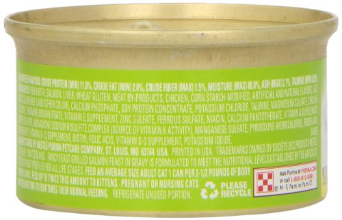FANCY FEAST CAT FOOD GRILLED SALMON FEAST IN GRAVY, 3 OZ