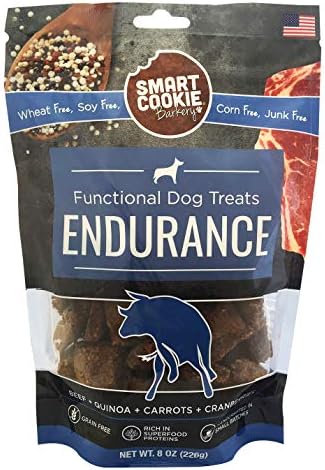 Smart Cookie All Natural Dog Treats - Healthy Endurance Beef Biscuits for Active Dogs - Ideal for Sensitive Stomachs - Grain-Free, Dehydrated, Crunchy, Human-Grade, Made in The USA - 8oz Bag