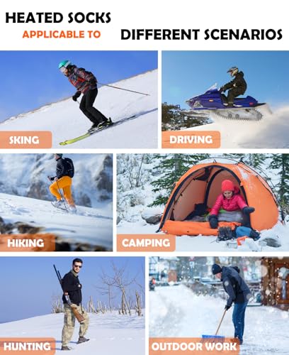 Heated Socks for Men Electric Women Heated Socks Rechargeable 5V /4000mAh, Washable Winter Heating Cotton Socks Thermal Feet Warmer Kit with 3 Heat Settings for Outdoor Sport Skiing Hunting & Camping